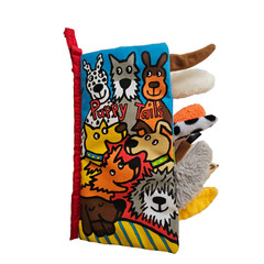 Jellycat Puppy Tails Soft Cloth Book Crinkle Sound Cover Sensory Touch & Feel