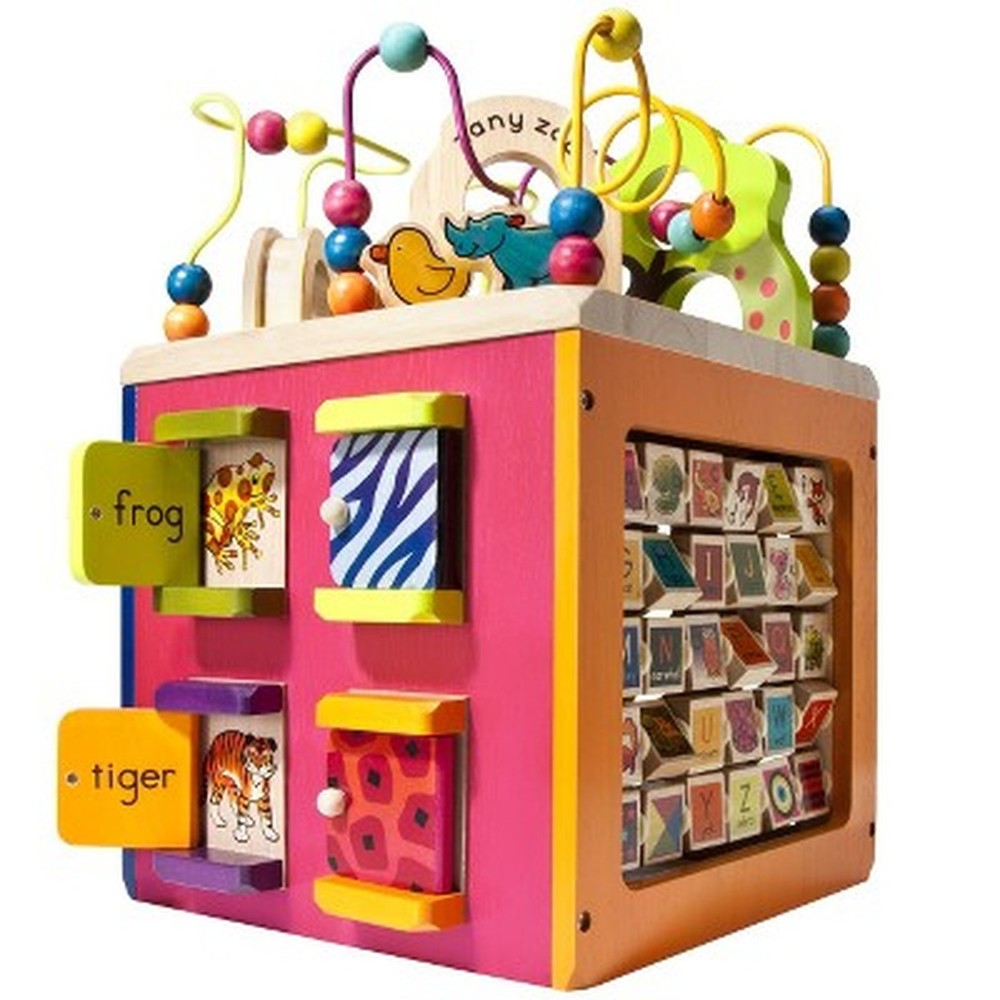 B. toys Wooden Zany Zoo Activity Cube for Toddlers