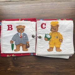 ABC Bear Alphabet Cloth Book Occupations Soft Washable Baby Toddler Handmade