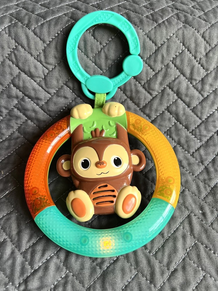 Bright Starts Shake & Glow Monkey Baby Hanging Hang Toy Lights Sound