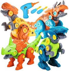 Electric Drill Dinosaur Toys – 4-Pack Take Apart Construction Set