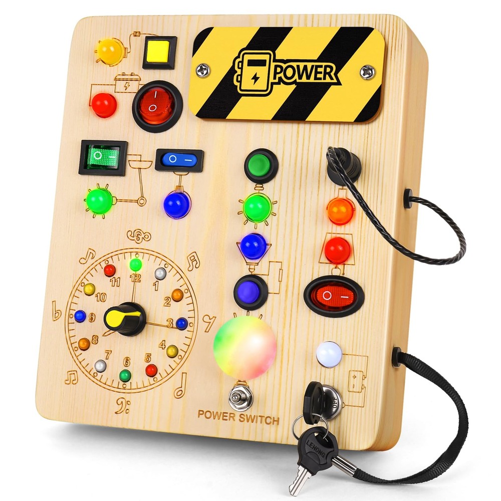 Busy Board With Led Light Montessori Toys For 1-3 Years Old Boys Girls Wooden…