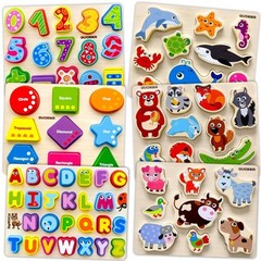 Chunky Wooden Toddler Puzzles Set