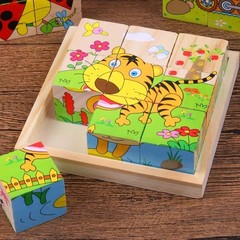 Wooden Six-Side Jigsaw Puzzles for Baby Kids 3 4 5Years Old Color Shape