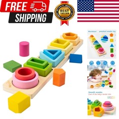 Montessori Toys for 1 2 3 Old Boys Girls-wooden Sorting & Stacking Toys for
