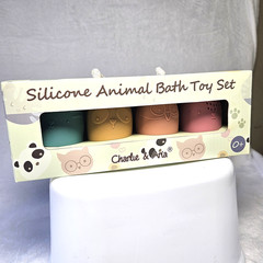 Charlie & Aria 4 Piece Silicone Animal Bath Toy Set Ages 0+