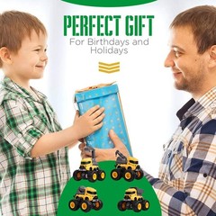 Friction Powered Toddler Construction Truck Set – No Batteries Needed, 4 Toys