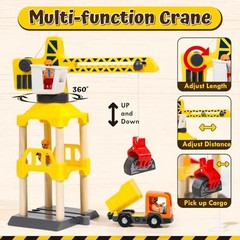 68PCS Wooden Train Set – Toy Train Set for Toddlers 2-4, Wooden Construction