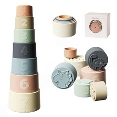 Stacking Cups Toy, Fun Educational Baby Toys Silicone Soft Teething Toy, Age …