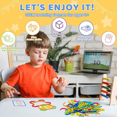 142pcs Wooden Pattern Blocks Montessori Smart Sticks Wooden Tangram Puzzle STEM