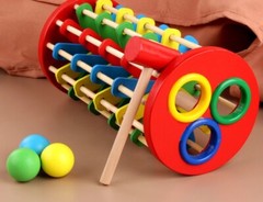 Wooden Knocking Ball Knocking Rotating Ball Table Baby Hand Eye Coordination Toy