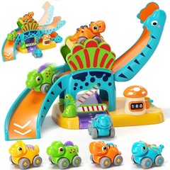Toys for 1 Year Old Boys, Dinosaur Slide with 4 Mini Push Cars for Baby 12-18…