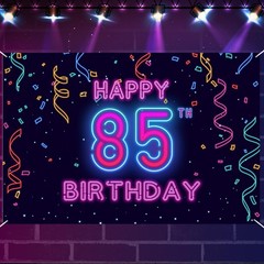 85th Neon Birthday Banner Backdrop, 85 Years Birthday Party Banner Let Glow P…