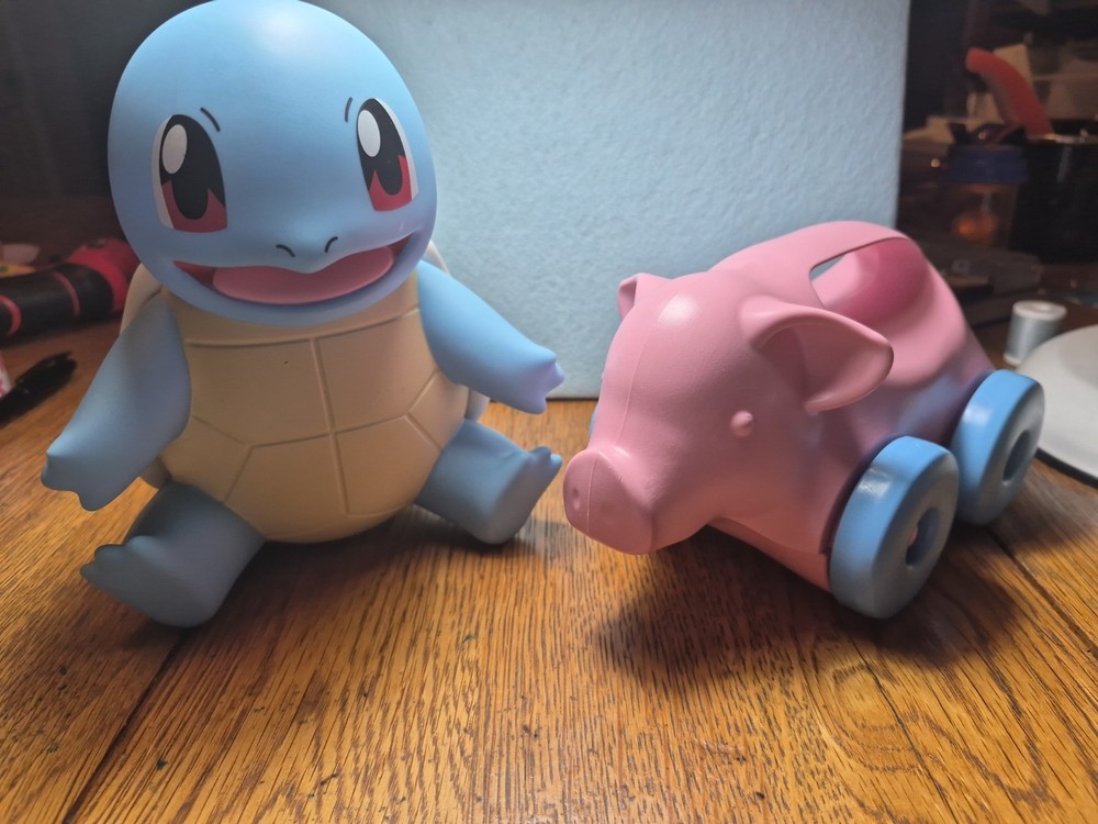 Squirtle Turtle Hard Rubber And Green Toys Recycled Pig Roll Around Baby Toys