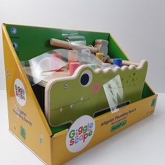 Gigglescape Multi Alligator Pounding Bench With Wooden Hammer Push & Pull Toy