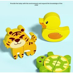 3D Wooden Animal Traffic Jigsaw Puzzle Montessori Learning Toy