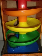 NEW Toy Box Small Ball Tower with Whirly Rainbow Ramp for Kids 7pc 10″ Tall