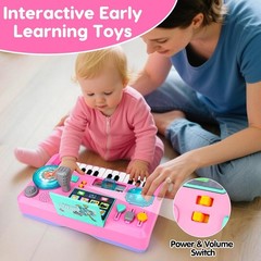 Baby DJ Table for Toddlers 1-3 with Music & Light, Musical Baby Piano Toys 6-9-1