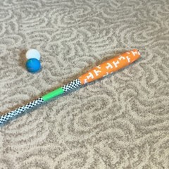 Activity Toy Set Textured Wand/Bat with 2 Balls – Orange Green Black White Blue