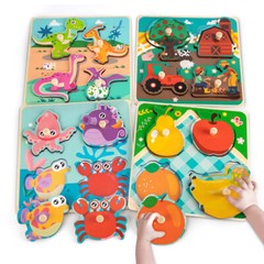 Wooden Peg Jigsaw Puzzle Educational Learning Montessori Toys For Toddlers