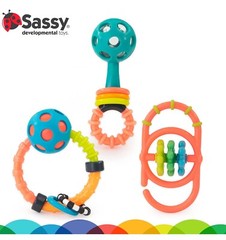 New SASSY My First Rattle Newborn Gift Set 3 Soft Flexible Teether Baby Toys 0+