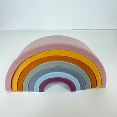Silicone Rainbow Baby Toy Stacking Colorful Developmental Milestone Skills Game