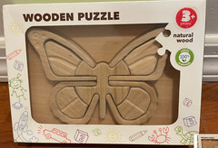 100% Natural Wood Jigsaw Puzzle Montessori Organic Natural Eco Toy-Paintable NIB