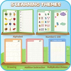 Magic Practice Copybook Set Reusable Writing Books for Kids 5 Pack with Pens