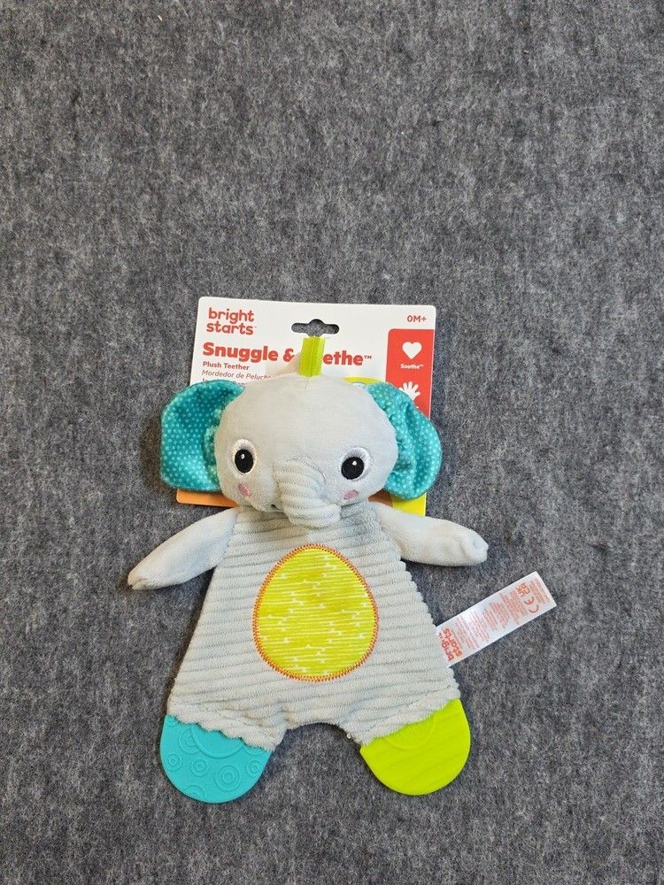Bright Starts Snuggle & Teethe Crinkle Plush Baby Elephant Toy