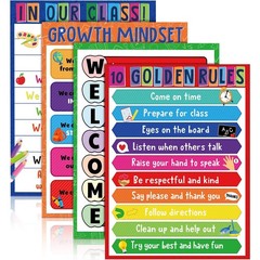 Pajean 4 Pack Classroom Rules Posters 17 x 22 Inch Motivational Bulletin Boar…