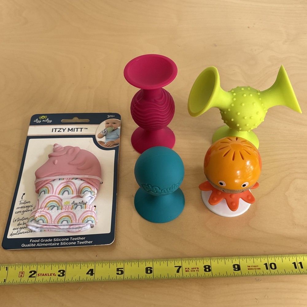 PipSquigz Suckers Toy Lot Silicone Sensory Motor Skills Hape Rattle Itzy Mitt E
