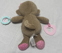Child Of Mine Carters Brown Monkey Plush Pink Baby Girl Rattle Crinkle Teether
