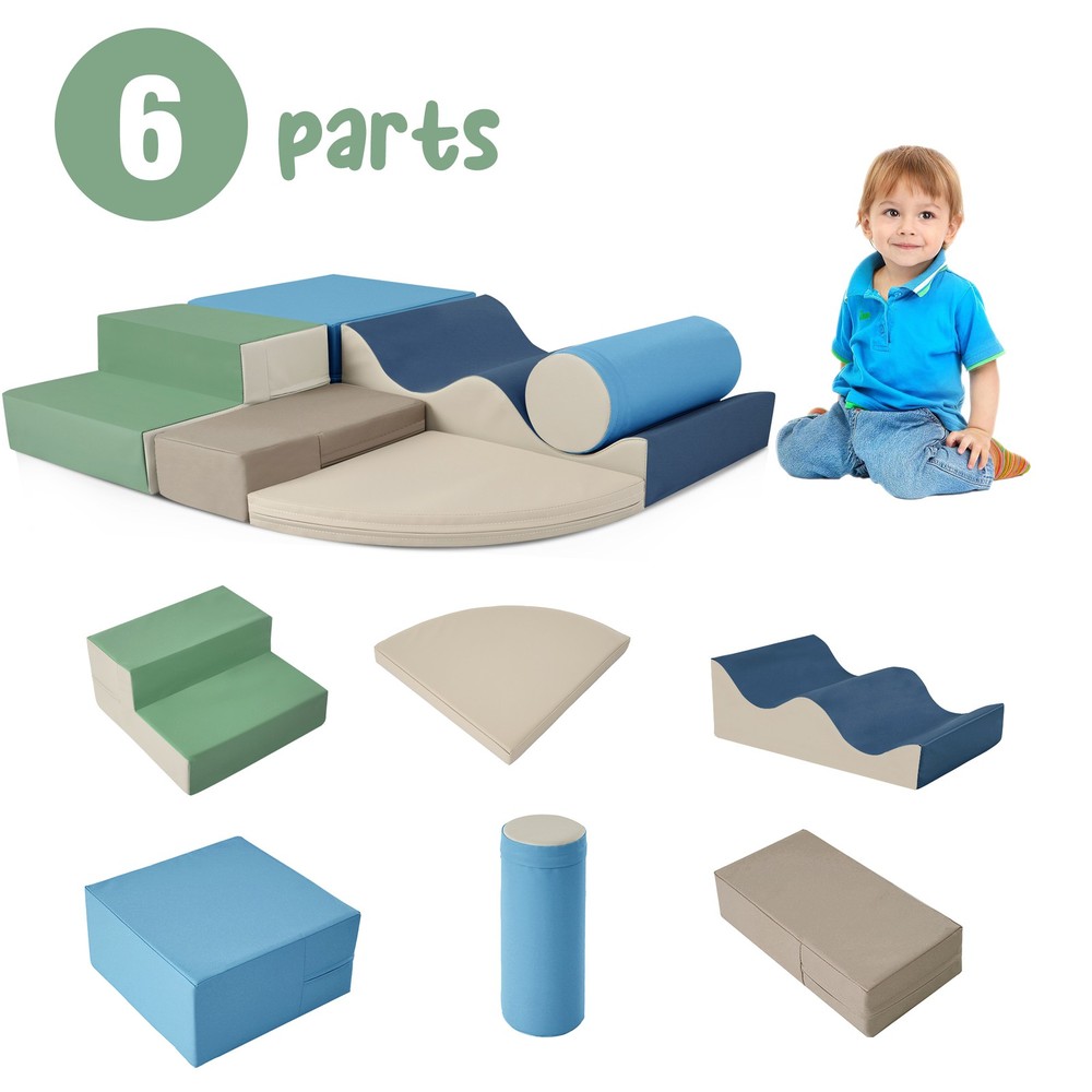 6 in 1 Soft Climb Crawl Playset, Toddler Kid Foam Climber Crawling Climbing Play