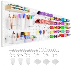FZK Peg Board with Hooks, Plastic Pegboard Kit with 4 White Pegboards and Acc…