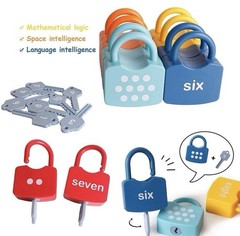 Kids Learning Locks Keys 123 Dots Numbers Matching Counting Toys Montessori Toy