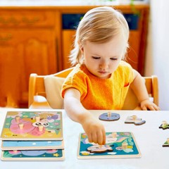 Wooden Puzzles for Toddlers 1-3 Toys Gifts for 1 2 3 Year Old Boys Girls, 4 Pack