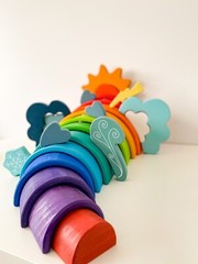 Wooden Rainbow Stacker, Educational Toy for kids and toddlers, preschool