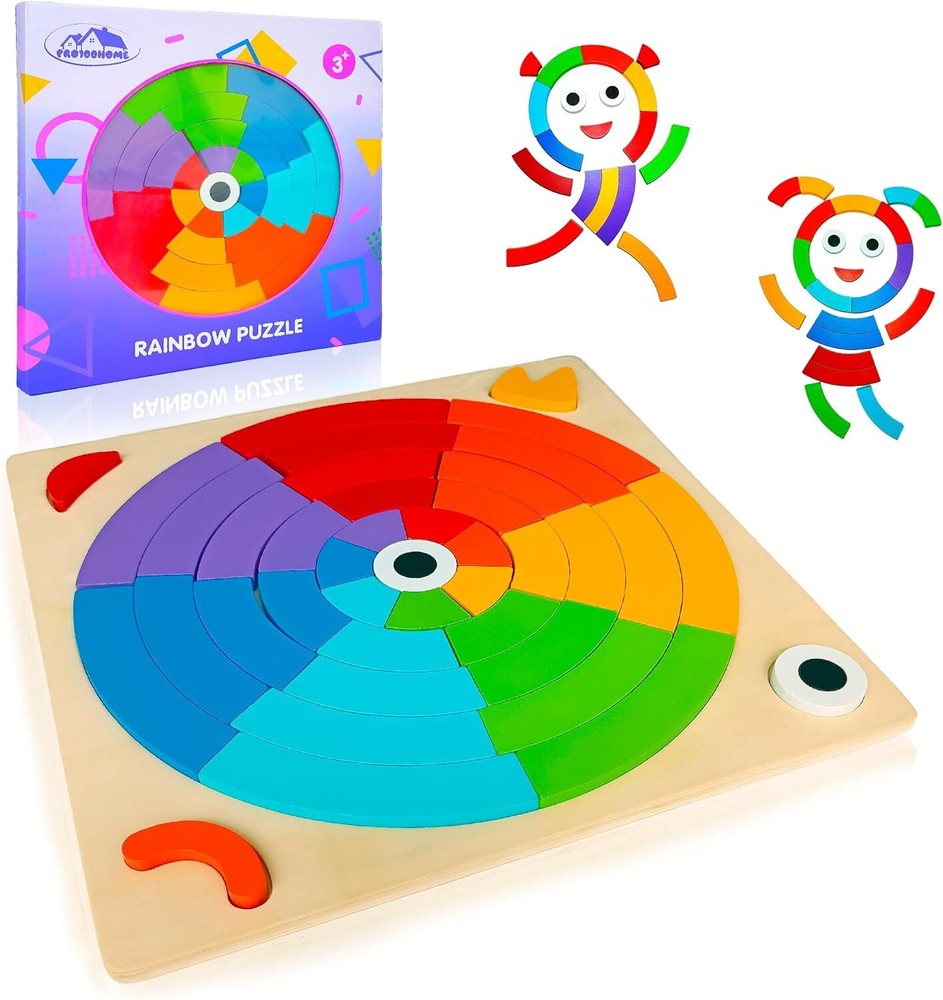 Montessori Wooden Puzzle Problem Solver Play Kit for Toddlers Pattern Blocks 3+