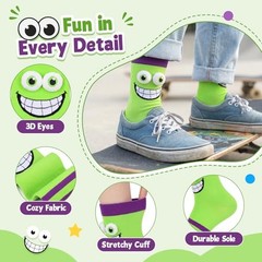 Crazy Socks for Kids Silly Wacky Monster Socks with 3D Eyes for Boys Girls