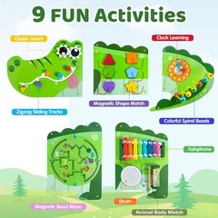 Montessori Wall Busy Board 9-in-1 Crocodile