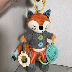 Infantino Playtime Plush Fox Sensory Activity Toy Rattle Crinkle Teether