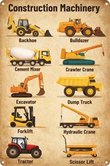 Construction Decor for Boys Room, 10 Educational Construction Vehicles Metal …