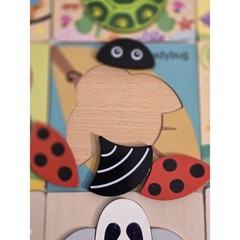 Level Up Toys Wooden Toddler Chunky Puzzles Square Colorful Animals Bugs 6×6 NEW