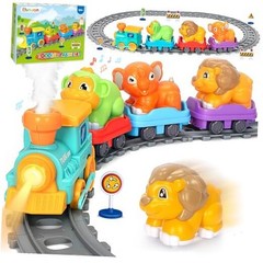 Electric Train Set for Toddlers, Realistic Steam Train Toys with Tracks for