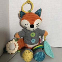 Infantino Playtime Plush Fox Sensory Activity Toy Rattle Crinkle Teether