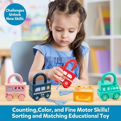 Montessori Learning Toys Sorting & Matching Locks and Keys Toddlers Sensory C…