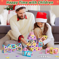 Magnetic Tiles Building Blocks Set, STEM Montessori Toys for Girls Age 3-7
