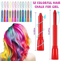Hair Chalk for Girls Washable, 12-Color Temporary Hair Chalk for Gifts, Hair