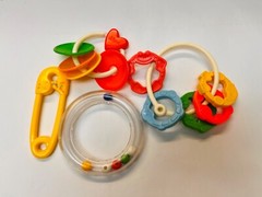 Vintage Baby Rattles Toy Lot Colorful Nursery Toys *FLAWS READ DETAILS (BIN 3)