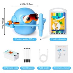 Drawing Robot for ,Doodle Bot Machine with 100 Cards,Montessori Painting Lear…